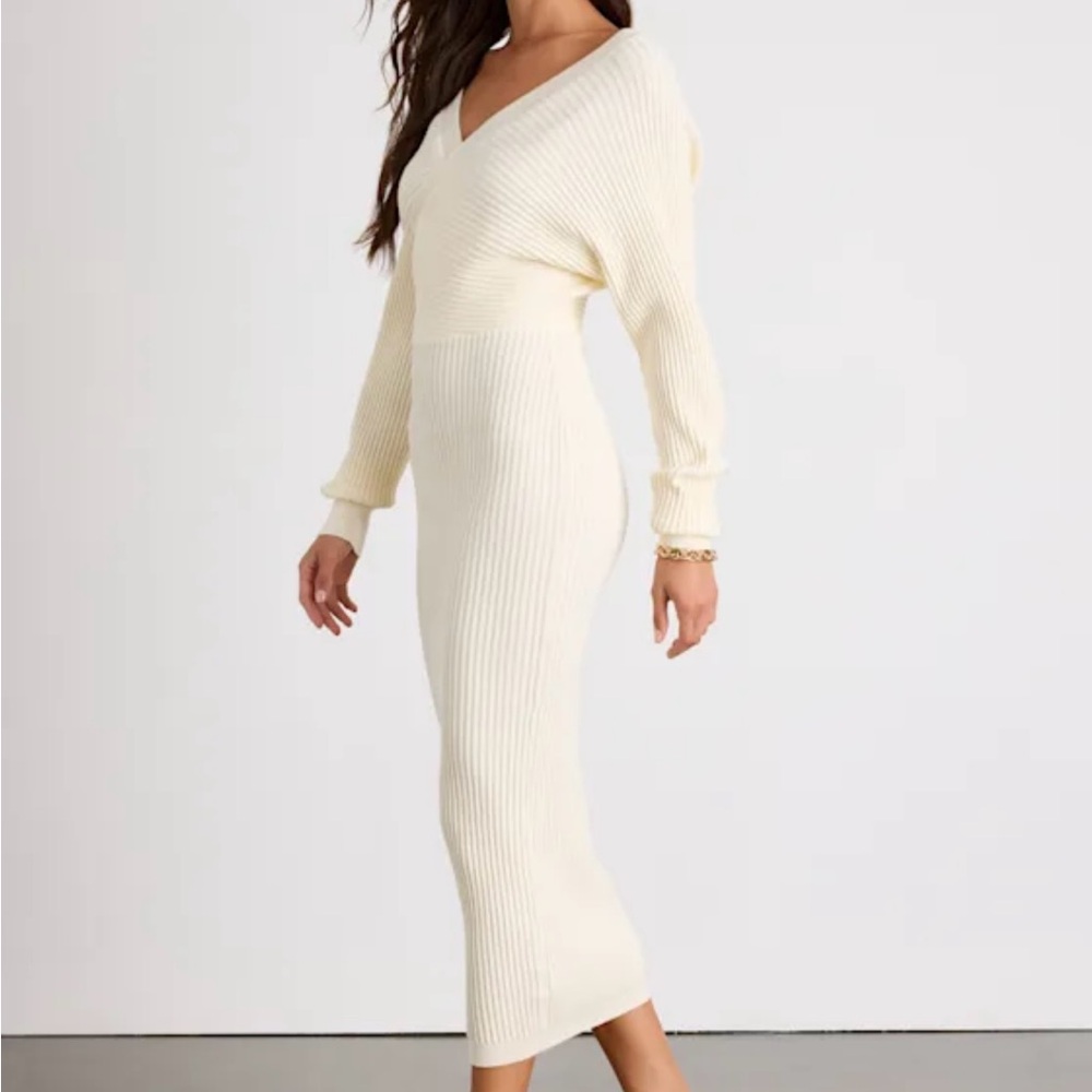 Lulu's Cream Long Sleeve Dress